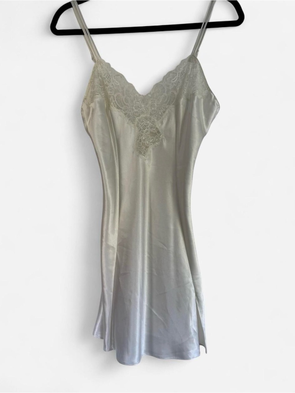 Victoria's Secret Ivory Lace-Trim Satin Slip